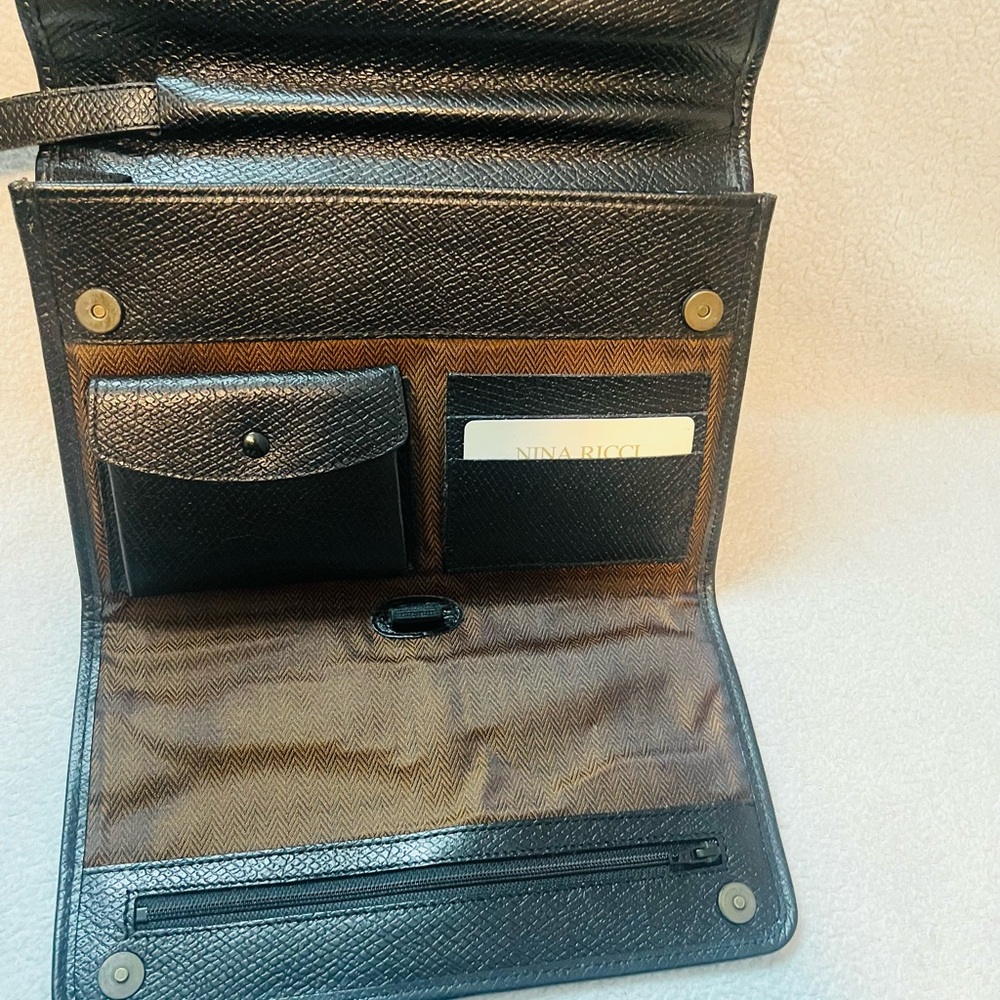 Nina Ricci Black Leather Clutch/Wristlet - Picture 9 of 13